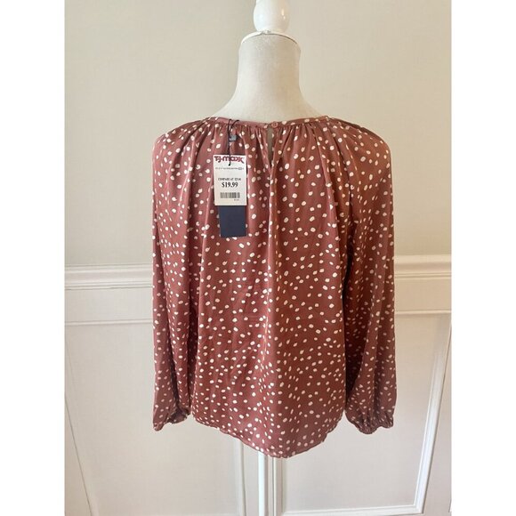 Éclair NWT Brown Polka Dot Blouse Women’s Size S - Picture 3 of 4